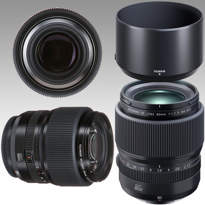 FUJIFILM GF 80mm f/1.7 R WR Lens Bundle - Includes: Circular Polarizer Filter, 4PC Macro Close-Up Filter Kit, Circular Polarizer Filter & More (15pc Bundle)
