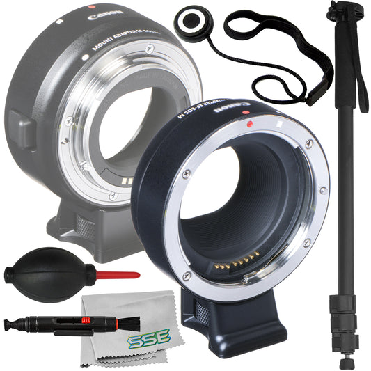 Ultimaxx Advanced Canon EF-M Lens Adapter Bundle (EF/EF-S Lenses) - Includes: Lightweight 72” Monopod, Universal Lens Cap Keeper & More (10pc Bundle)