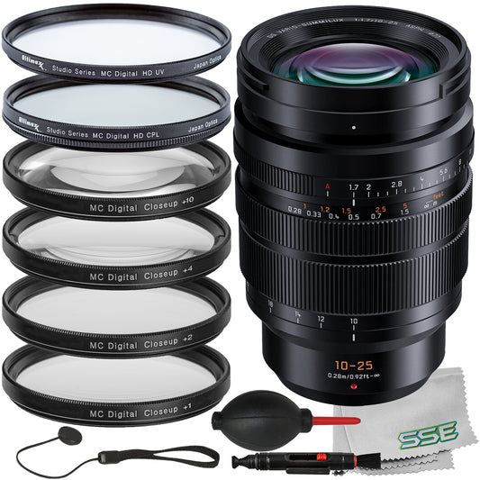 Ultimaxx Essential Panasonic Leica DG Vario-Summilux 10-25mm f/1.7 ASPH. Lens Bundle - Includes: Protective UV Filter, 4PC Macro Close-Up Filter Kit & More (15pc Bundle)