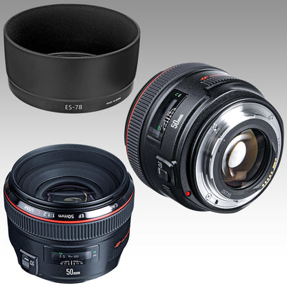 Canon EF 50mm f/1.2L USM Autofocus Lens Bundle - Includes: Protective UV Filter, 0.43x Wide-Angle Lens Attachment & More (12pc Bundle)