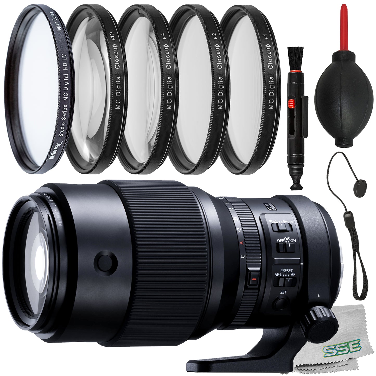 Ultimaxx Essential FUJIFILM GF 250mm f/4 R LM OIS WR Lens Bundle - Includes: 4PC Macro Close-Up Filter Kit, Protective UV Filter & More (14pc Bundle)