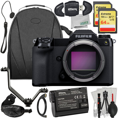 Ultimaxx Essential FUJIFILM GFX 100S Medium Format Mirrorless Camera Bundle (Body Only) - Includes: 2x 64GB Extreme Memory Cards, V-Shaped Bracket & More (25pc Bundle)