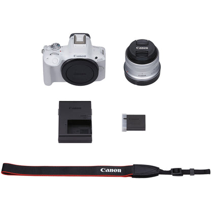 Canon EOS R50 Mirrorless Camera with 18-45mm Lens (White)
