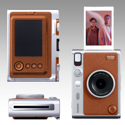 Ultimaxx Starter FUJIFILM INSTAX MINI EVO Hybrid Instant Camera Bundle (Brown): 32GB Ultra microSD Memory Card, High-Speed Memory Card Reader & More (8pc Bundle)