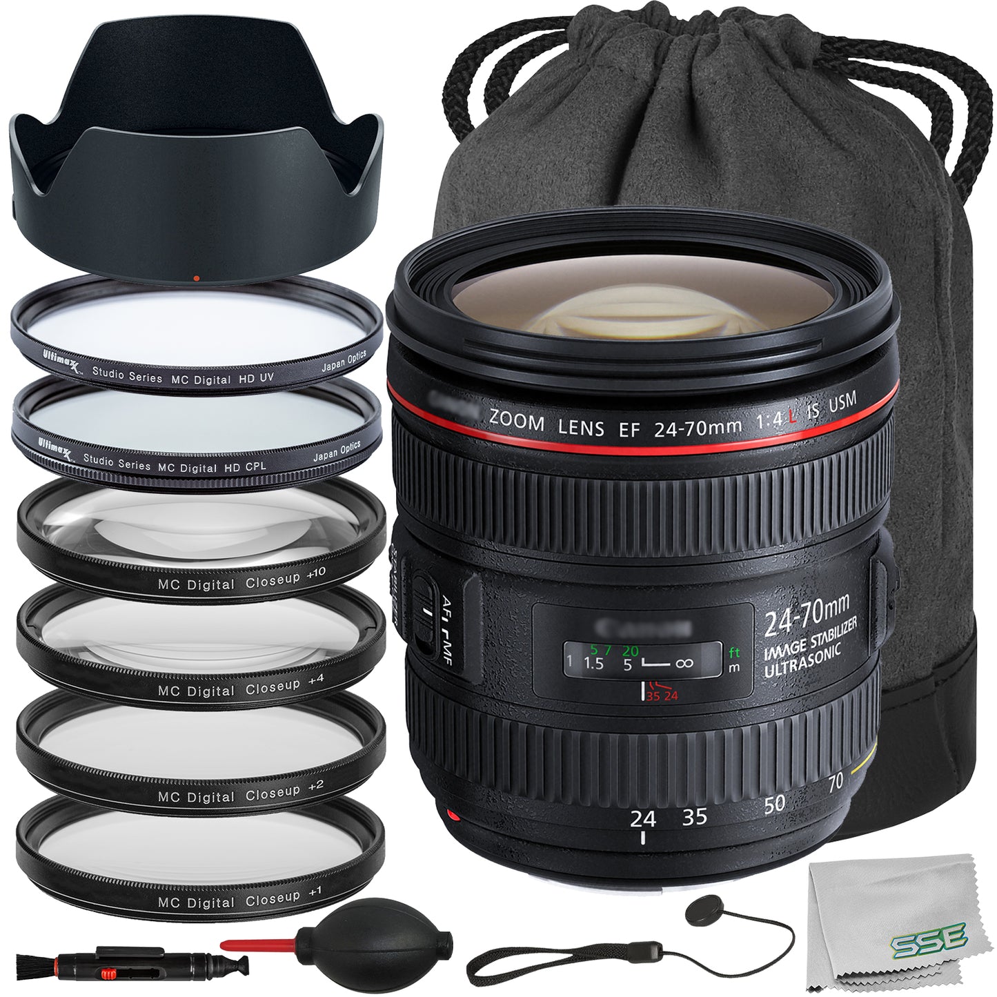 Canon EF 24-70mm f/4L IS USM Lens Bundle - Includes: 4PC Macro Close-Up Filter Kit, Protective UV & CPL Filters, Lens Hood & More (15pc Bundle)