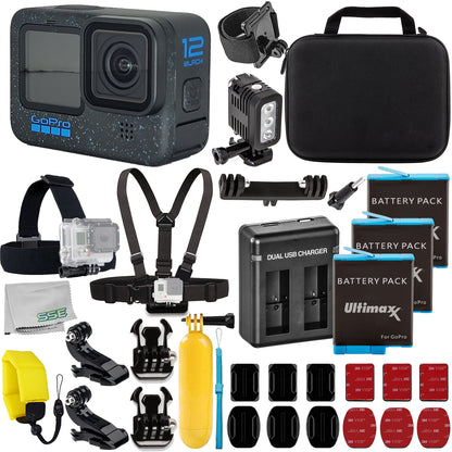 Ultimaxx Advanced GoPro Hero 12 Bundle - Includes: 3x Replacement Batteries, Dual USB Charger, Carry Case & More (26pc Bundle)