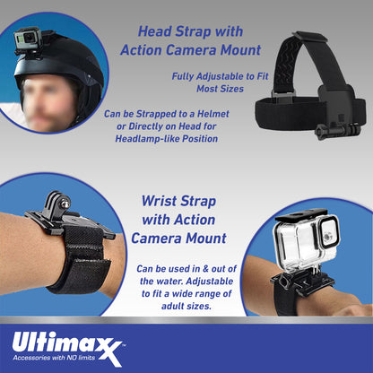Ultimaxx Advanced GoPro Hero 12 Bundle - Includes: 3x Replacement Batteries, Dual USB Charger, Carry Case & More (26pc Bundle)