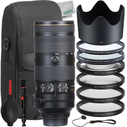 Ultimaxx Essential Nikon AF-S NIKKOR 70-200mm f/2.8E FL ED VR Lens Bundle - Includes: 4PC Macro Close-Up Filter Kit & More (16pc Bundle)