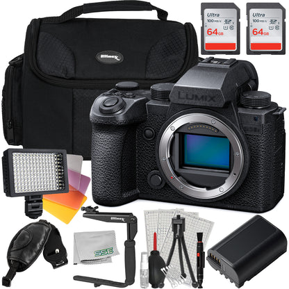 Panasonic Lumix S5 IIX Mirrorless Camera (Body Only) Advanced Bundle - Includes: 2x 64GB Ultra Memory Cards, Replacement Battery & More (22pc Bundle)