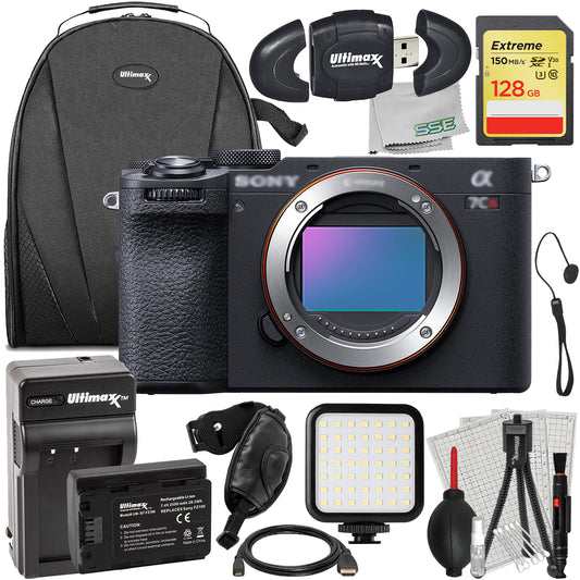 Ultimaxx Advanced Sony a7CR Mirrorless Camera Bundle (Black - Body Only) - Includes: 128GB Extreme Memory Card, Replacement Battery & Much More (20pc Bundle)
