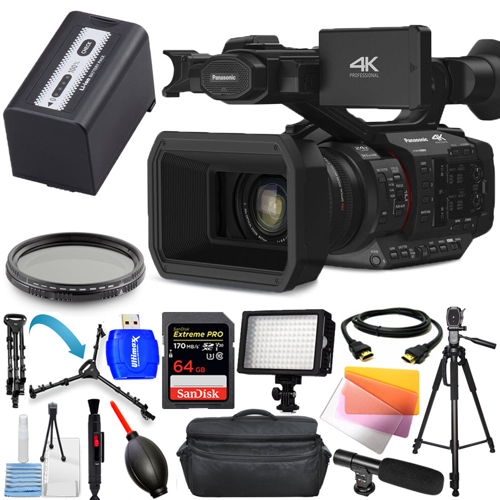 Panasonic HC-X20 4K Mobile Camcorder with Rich Connectivity Advanced Bundle