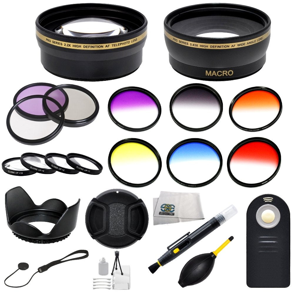 Nikon DSLR Accessory Kit with 52mm wide angle and telephoto lenses