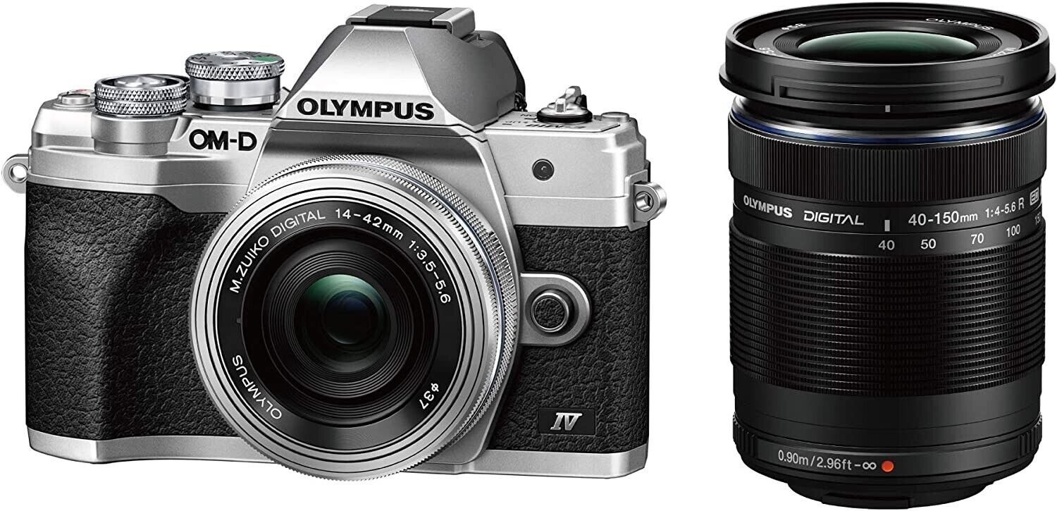 Olympus OM-D E-M10 Mark IV silver camera front view