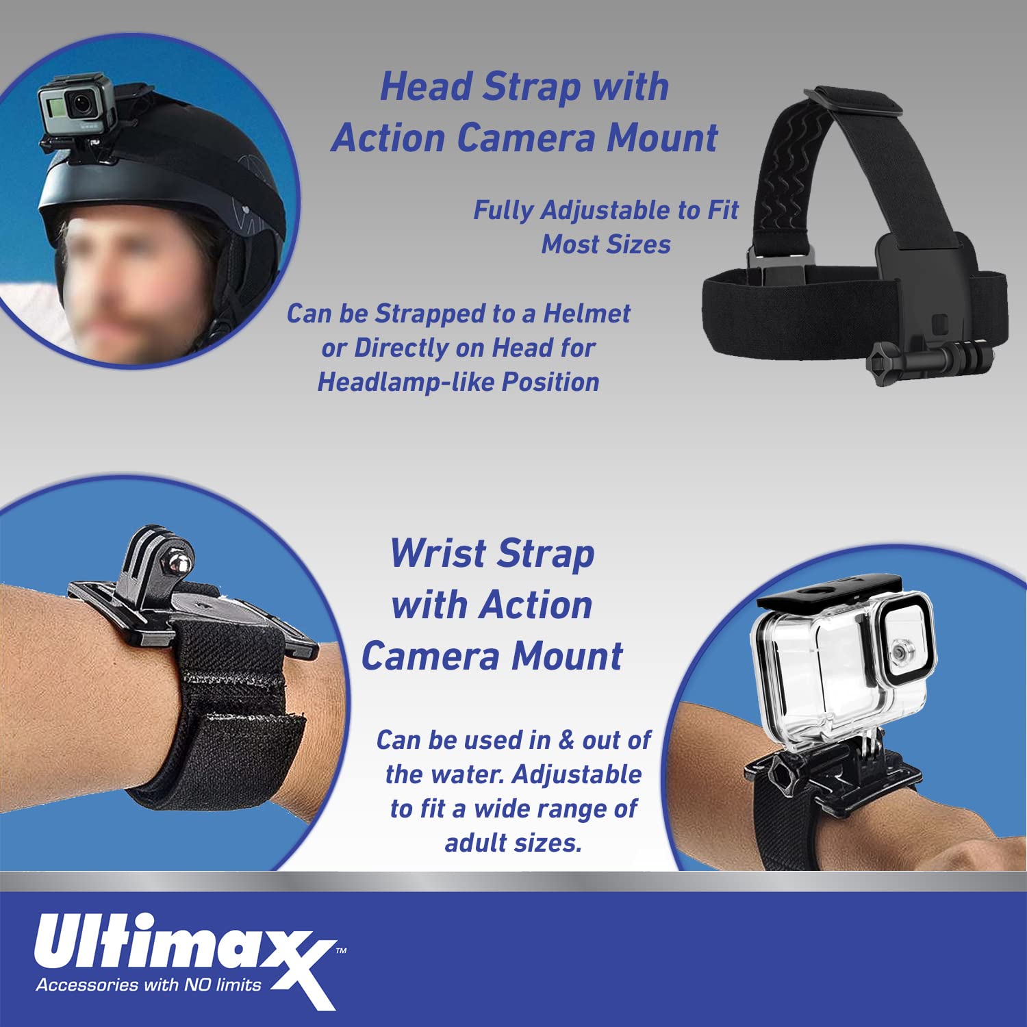 Ultimaxx GoPro HERO11 Black Mini kit with head strap and wrist strap